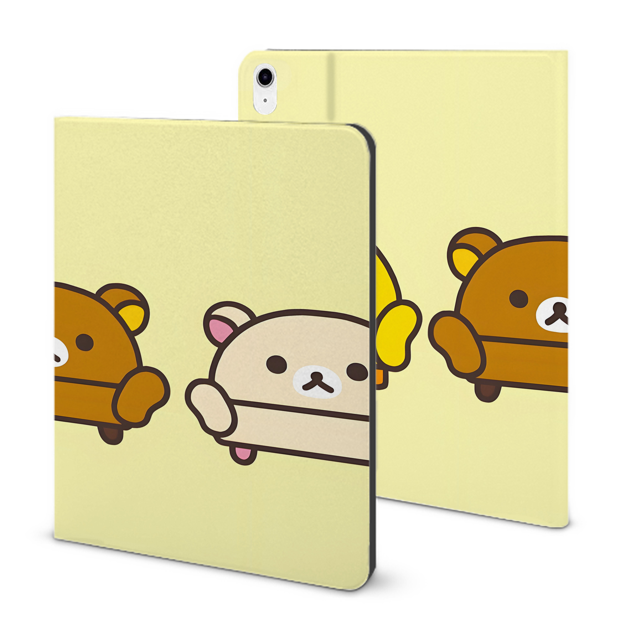 （画像用） リラックマ リラックマ キイロイトリ Rilakkuma Korilakkuma Kiiroitori IPad ケース ブック型 PUレザー TPU 耐衝撃 軽量 薄型 ペン収納なし 全面保護 IPad 各モデル対応